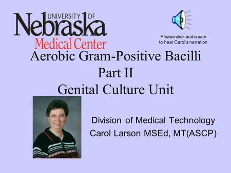 Aerobic Gram-Positive Bacilli Part II Genital Culture Unit