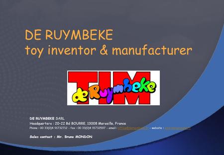 DE RUYMBEKE toy inventor & manufacturer
