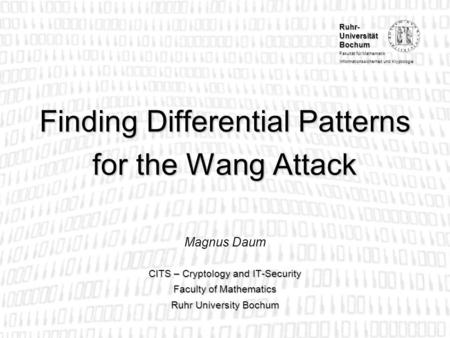 Finding Differential Patterns for the Wang Attack