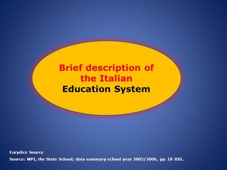 Brief description of the Italian Education System