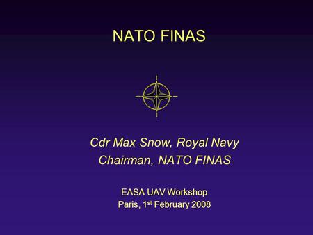 NATO FINAS Cdr Max Snow, Royal Navy Chairman, NATO FINAS