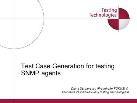 Test Case Generation for testing SNMP agents