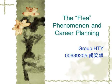 The Flea Phenomenon and Career Planning Group HTY 00639205.