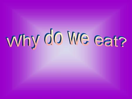 Why do we eat?.