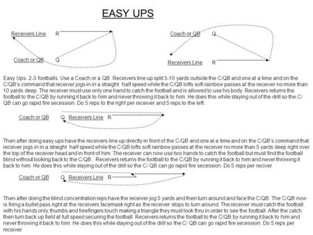 EASY UPS Receivers Line R Coach or QB Q Coach or QB Q Receivers Line R