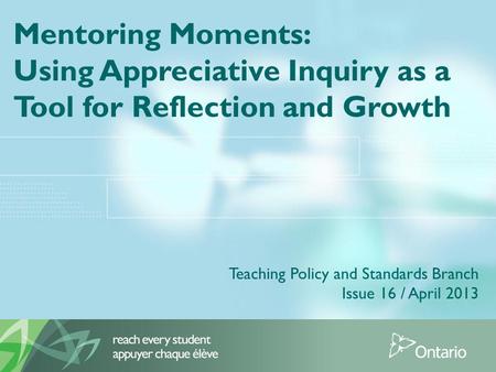 Using Appreciative Inquiry as a Tool for Reflection and Growth