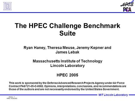 The HPEC Challenge Benchmark Suite