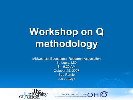 Workshop on Q methodology