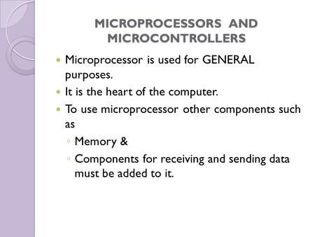 MICROPROCESSORS AND MICROCONTROLLERS