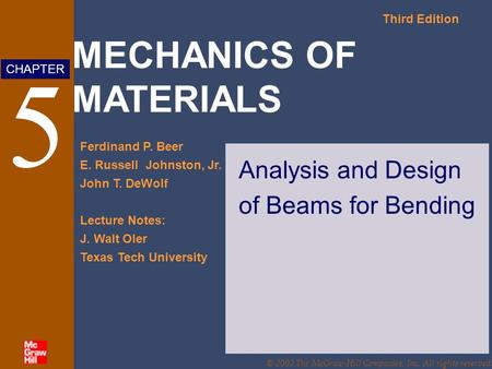 Analysis and Design of Beams for Bending