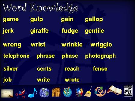 Word Knowledge Word Knowledge 1 game gulp gain gallop