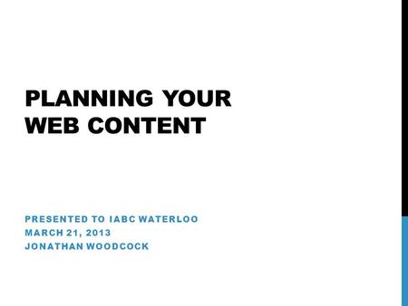 Planning Your web content