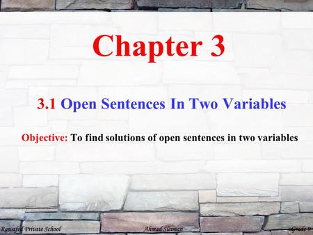 3.1 Open Sentences In Two Variables