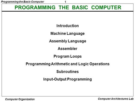 PROGRAMMING THE BASIC COMPUTER