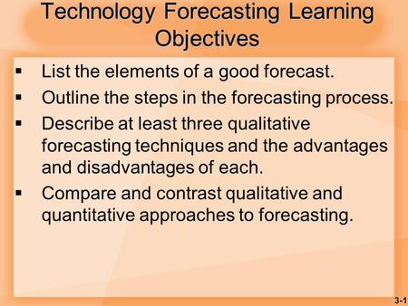 Technology Forecasting Learning Objectives