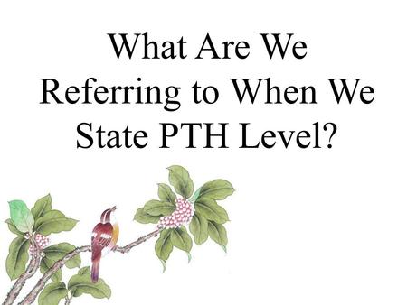 What Are We Referring to When We State PTH Level?.