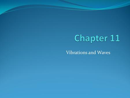 Chapter 11 Vibrations and Waves.