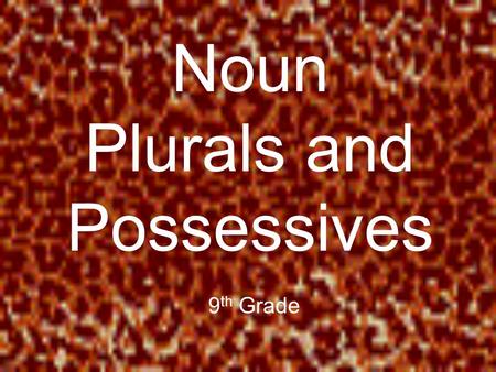 Noun Plurals and Possessives