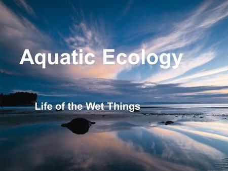 Aquatic Ecology Life of the Wet Things.