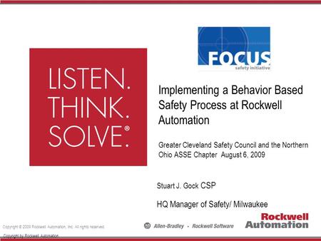 Implementing a Behavior Based Safety Process at Rockwell Automation