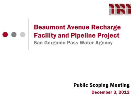 Public Scoping Meeting December 3, 2012