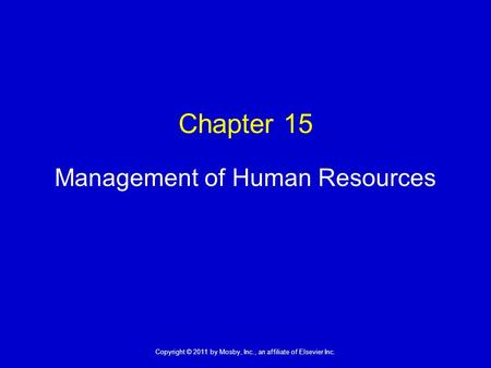 Management of Human Resources