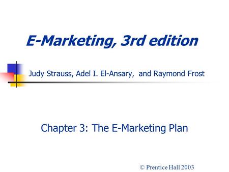 Chapter 3: The E-Marketing Plan