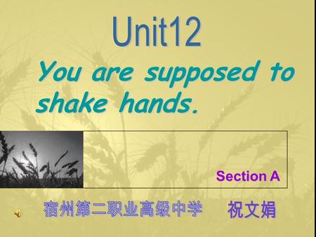 You are supposed to shake hands. Section A Tell what you are supposed to do.