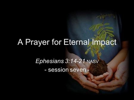 A Prayer for Eternal Impact Ephesians 3:14-21 NASV - session seven -