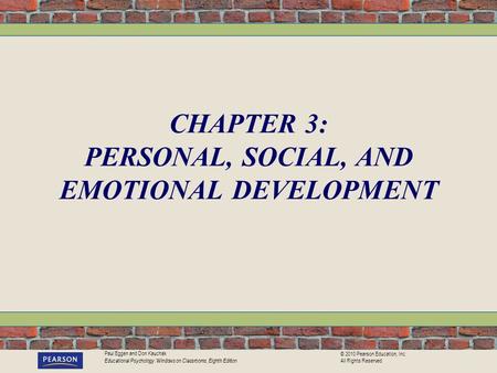 CHAPTER 3: PERSONAL, SOCIAL, AND EMOTIONAL DEVELOPMENT