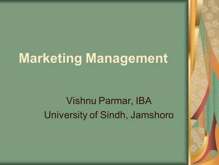 Vishnu Parmar, IBA University of Sindh, Jamshoro