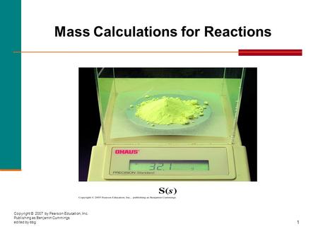 Mass Calculations for Reactions