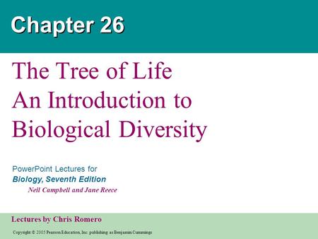 The Tree of Life An Introduction to Biological Diversity