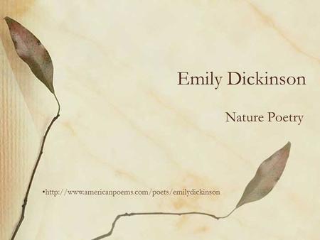 Emily Dickinson Nature Poetry