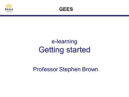 e-learning Getting started Professor Stephen Brown GEES.