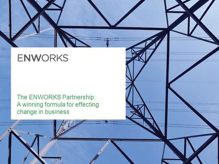 The ENWORKS Partnership: A winning formula for effecting change in business.