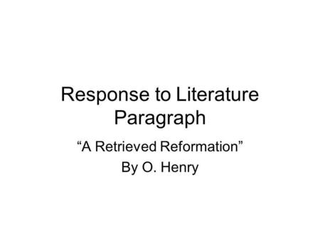 Response to Literature Paragraph