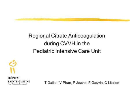 Regional Citrate Anticoagulation during CVVH in the