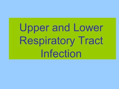 Upper and Lower Respiratory Tract Infection