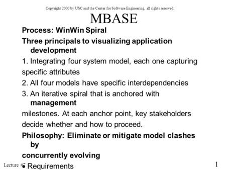 MBASE Process: WinWin Spiral