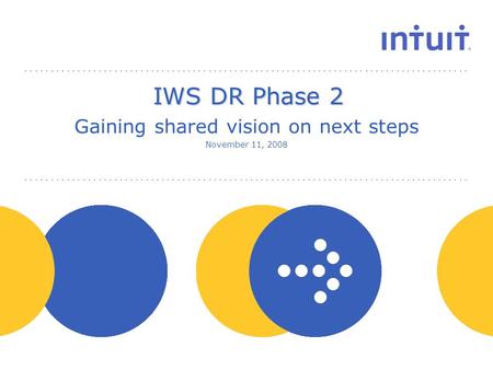 People IWS DR Phase 2 Gaining shared vision on next steps November 11, 2008.