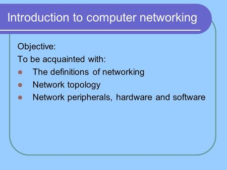 Introduction to computer networking