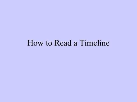How to Read a Timeline.