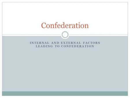 INTERNAL AND EXTERNAL FACTORS LEADING TO CONFEDERATION
