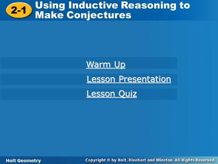 Using Inductive Reasoning to Make Conjectures 2-1