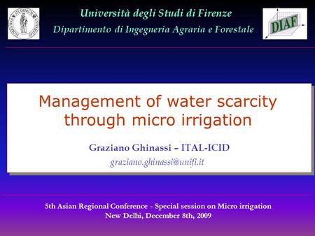 Management of water scarcity through micro irrigation