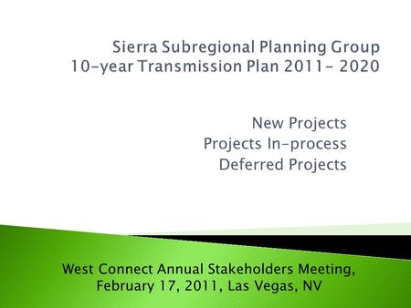 Sierra Subregional Planning Group 10-year Transmission Plan