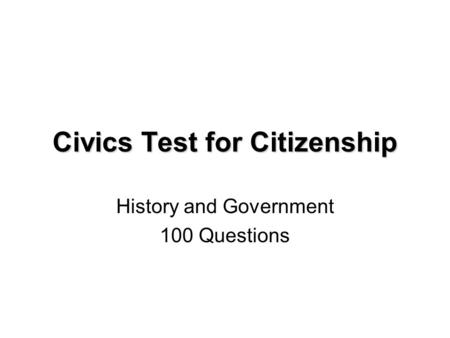 Civics Test for Citizenship