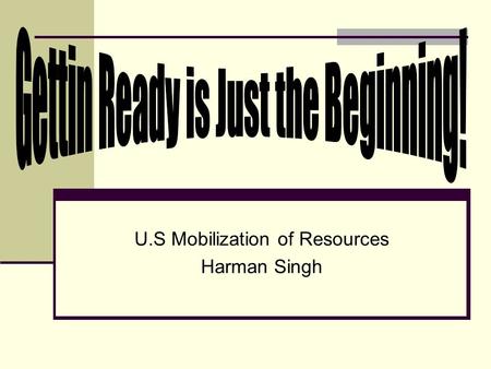U.S Mobilization of Resources Harman Singh. Overview The U.S did a lot during the war and going into the war. After the attack on Pearl Harbor, the U.S.