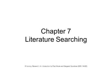 Chapter 7 Literature Searching